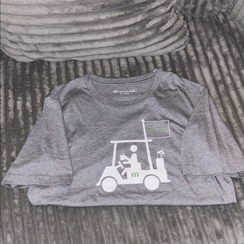 Travis Mathew Gray Short Sleeve Tee with Golf Cart Design
